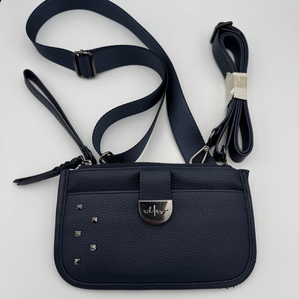 RadRev Matte Blue Crossbody Bag Sling with Silver Accents 4 & 1 Purse Wallet‎